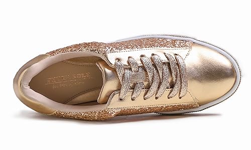 Image of FEVERSOLE Women's Fashion Sparkle Platform Rhinestone Party Holiday Wedding Sneakers
