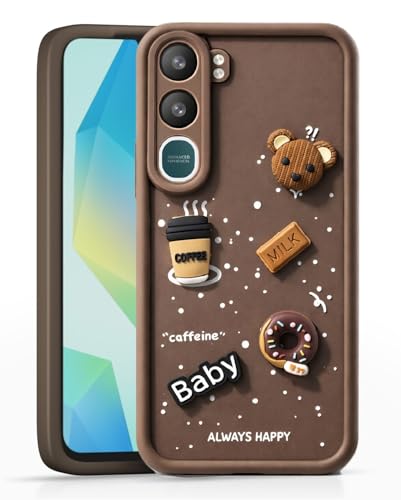 Image of Bintage Ball Bear| Donut| Milk Cake| Baby| Coffee Rubber Case Camera Protection Back Cover Compatible for Vivo Y31 5G - Brown