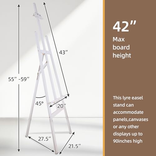 Image of Falling in Art Adjustable Wooden Easel Stand for Painting&Display, White