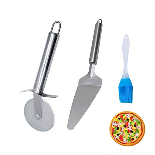 WantGor Pizza Cutter Wheel Pizza Server Set, Quality Stainless Steel Pizza Cutter, Non Slip Stainless Steel Sharp Pizza Slicer Cutter, Ideal For Pizza, Waffles, Cookies Pies and Dough