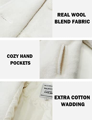 Image of SOLOCOTE Girls Winter Wool Dress Coat Cotton Quilted Peacoat Single Breasted Fur Collar Jacket