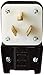 Leviton 30 Amp, 125/250 Volt, Straight Blade, Plug, Industrial Grade, Non-Grounding, Angle, 9332-P, Black