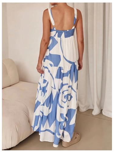 Image of SHENHE Women Boho Ruffle Maxi Dress Summer Vacation Ruffle Flowy Dress