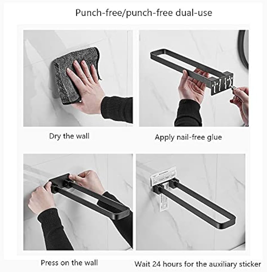 Amazon.co.jp: ブラックスクエアタオルバー、90°折りたたみ式目に見え