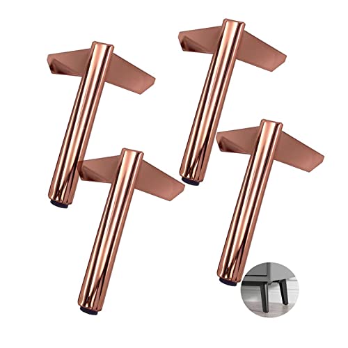 4 Pièces Pieds de Meubles Triangulaires en Métal Moderne?Processus de Polissage de Galvanoplastie pour armoire, canapé, chaise, ottoman (higth 10cm,Rose gold) Cover
