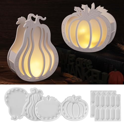 EPODA Silikonform Herbst Halloween Gießform 3D Kürbis Gipsform Silikon zum Basteln DIY Deko Silikonformen Kürbisse Giessformen Herbsts Halloween Dekoration