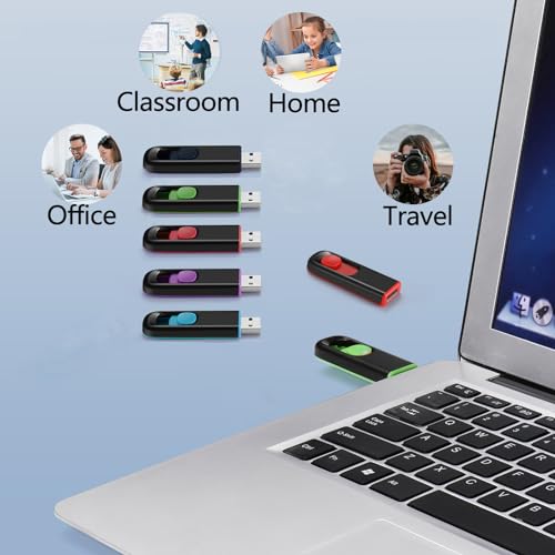 Image of 10 Pack 64GB USB Flash Drive, USB 2.0 Memory Stick Thumb Drive Pen Drives Jump Drive for Data Storage Multiple Color