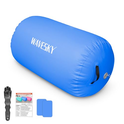 Pista de rodillo de aire inflable, 80/120cm rodillo de aire para gimnasia y volteretas, colchoneta de aire, pista de volteretas de aire para casa, exterior, fitness, entrenamiento (Azul, 80x50cm)