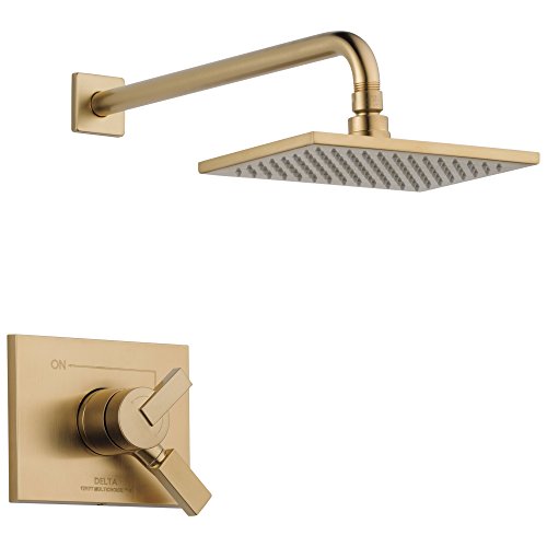 Delta Faucet Vero 17 Series Dual-Function Shower Trim Kit with Single-Spray Touch-Clean Rain Shower Head, Champagne Bronze T17253-CZ (Valve Not Included)