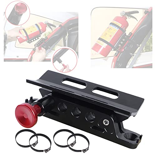 (1 Year Warranty) Universal Vehicle Quick Release Adjustable Fire Extinguisher Mount Holder Compatible With For Jeep Wrangler and UTV Polaris RZR Ranger Camper Van with Pillar