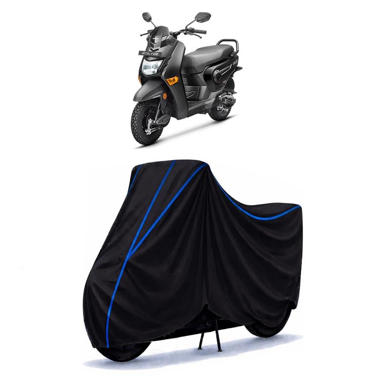 Image of Scooty Cover Water Resistant for Cliq STD | Universal Scooter & Bike Cover | Heavy Duty UV Dust, Rain & Scratch Protection | Elastic Fit All Weather Indoor Outdoor | Black with Blue Piping
