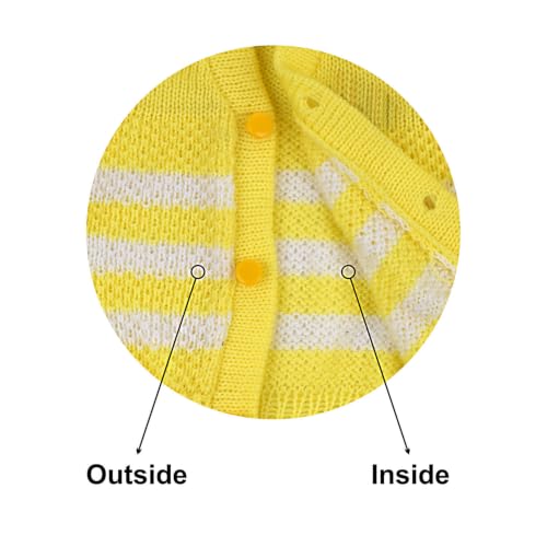 Image of Baby'S Infants Woollen V-Neck Set /Babies Woolen Sweater(Yellow, 3 To 6 Months) 3 Pcs Set