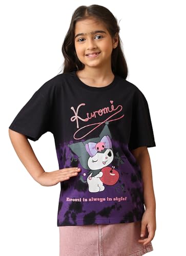 Image of Kidsville Official Hello Kitty Graphic Printed Relaxed Fit Cotton Tshirt for Girls