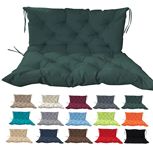 vadmepiop Porch Swing Cushion with Backrest, Outdoor Bench Cushion 2-3 Seater Waterproof Thicken Swing Replacement Cushions,for Garden Recliner Patio Furniture Cushion (Dark Green, 60x40in)