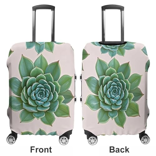 Green Succulent Pattern Suitcase Covers Luggage Protector - Travel Elastic Baggage Case Protective, Washable Anti-scratch Large Suit Case Cover for Suitcases Fits 19-32 Inch Luggages XL3