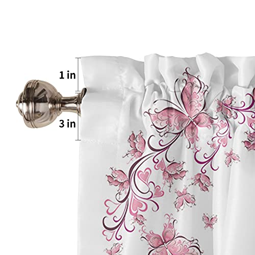 Valance Curtains Rod Pocket Window Treatments Curtains, Valentine's Day Love Design Floral Butterfly With Heart Shape Curtain Valances For Kitchen Living Room Small Window Decor, 54X18In,1 Panel #TOP4
