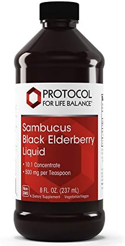 PROTOCOL FOR LIFE BALANCESambucus Black Elderberry Liquid - 500 mg Black Elderberry - for Wellness Support - with Naturally Occurring Compounds - Non-GMO, Kosher & Vegan - 8 fl oz