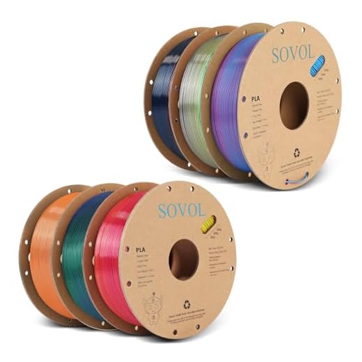 Sovol Silk PLA Filament 6KG Kit, Silk Tri Color & Dual Color Co-Extrusion PLA Materials, Shiny Multicolored Fast Change Rainbow 3D Printer Filament, 1.75mm 1kg/ 2.2lbs +/-0.03mm