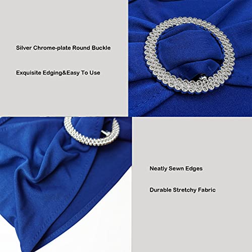 Image of Spandex Chair Sashes Bands, Royal Blue, 100PCS | Stretch Chair Ties Bows, With Buckle Slider, For Wedding Party Banquet Decoration