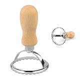 XINBADA Wooden Handle Stainless Steel Cookie Stamps,Large Circle Cookie Cutter Custom Embossed Biscuit Stamp for Baking, Durable Cookie Decorating Tools