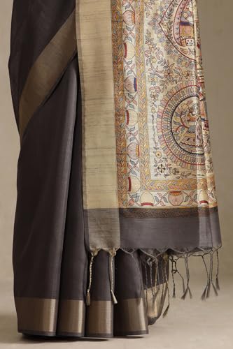 Image of Soch Womens Tussar Solid Saree