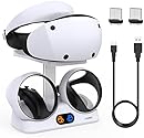 FASTSNAIL Charging Stand for PlayStation VR2, Multifunction Vertical Stand for PSVR 2 Headset, Charging Dock Station Base for PS VR2 Sense Controller with LED Indicator, for PSVR2 Gaming Accessories