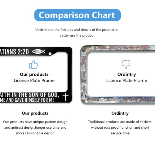 Bible Verses Designed Aluminum Metal License Plate Frame With Bible Verse Jesus Cross Christian 6×12 Inch #TOP2