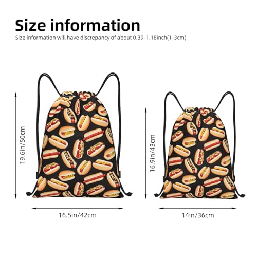 Fun Food Hot Dogs Print Drawstring Bags,Gym Sport Sack Drawstring Bag Suitable for sport Swimming Travel.4