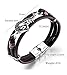 Rockyu Bracelet for Men Leather Simple Brand Black Music Leather Bangle Surgical Stainless Steel Wristband Women's Simple Unisex Fashion Accessory Leather