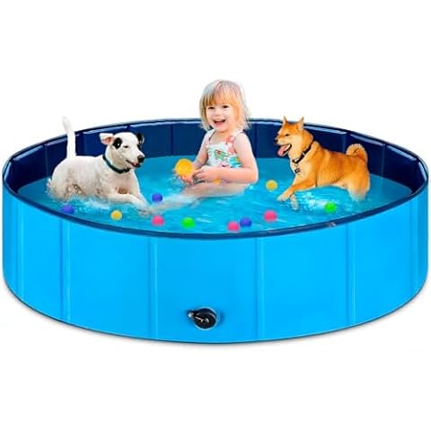 Dog Pool Portable Pet Pool PVC Hard Plastic Foldable Pools for Dogs,63 x 12 Inches Cover