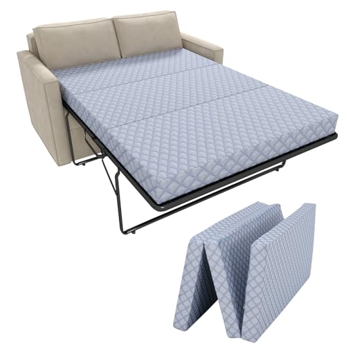 Begonia.K 4 Inch Foldable Memory Foam Sofa Bed Mattress Replacement, Full Size Pull Out Couch for Sleeper Couch Beds Guest, RV Travel, Camping, 72