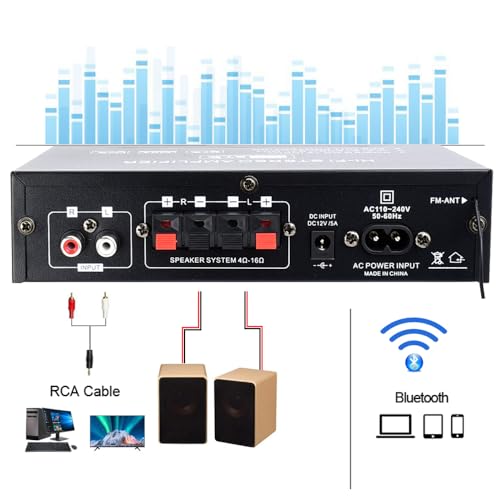 image for WOOPKER AK35 Stereo Amplifier Home Audio Bluetooth 5.0 Max 200W 2.0 Ch