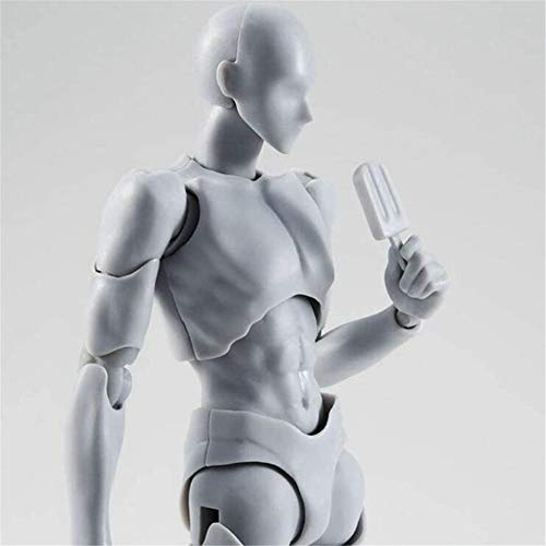 VAlink 13-15cm Artists Sketch Movable Limb Action Figure Model,Flexible Body Human Mannequin Kit,Articulated Kids Student Assemble Painting Toy,with Display Base and Pose Parts, Gray (B) - Thumbnail 2