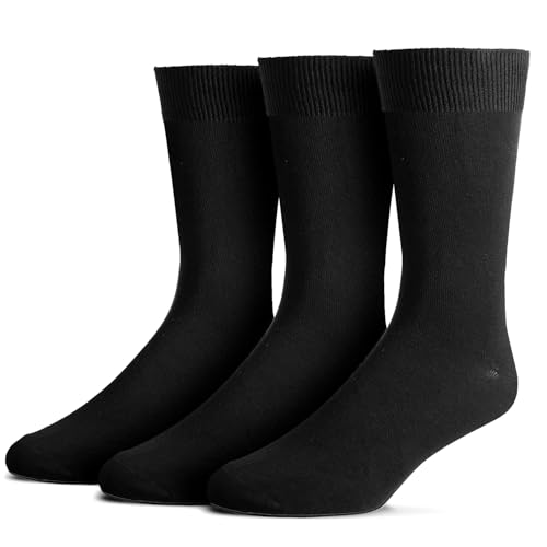 Pack of 3 Men's Bamboo Dress Socks, Black, Stylish & Classy, Well Fitted, Stays On, Easy Wash, Good Sizing,