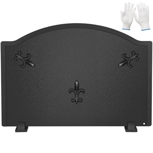 STBoo Firebacks for Fireplace 25 inch - Fireplace Back Plates with Feet | Fire Backs for Kitchen Backsplash Decorative Flower Design | Fireplace Heat Deflector Wall Protection