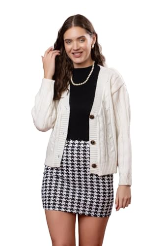 Image of Women Woolen V Neck Casual Wear Stylish 3 Button Cardigan Sweaters for Winter Season