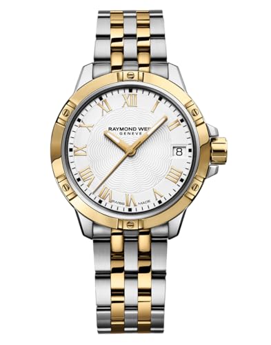 Raymond Weil Tango Ladies Quartz 8 Diamond White Dial Gold PVD Two-Tone Bracelet Watch, 30mm (Model: 5960-STP-00995)