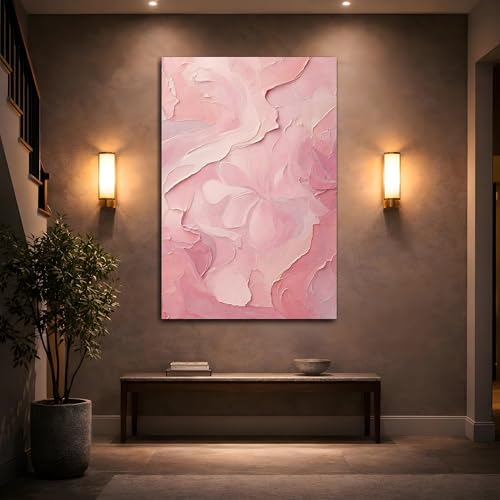 Impression sur toile rose de qualite premium avec châssis epais de 3cm