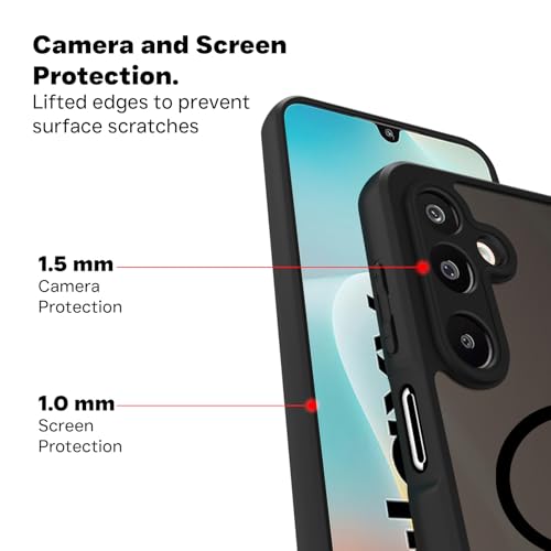 Image of RIGGEAR Shockproof Sleek Hybrid Armor Magnetic Back Cover Case Compatible with MagSafe Accessories for Samsung Galaxy M16 5G, Galaxy F16 5G (Smoke Black Matte PC + Black TPU Bumper)