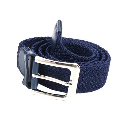 Men's Stretch Braided Belt – Elastic Woven Web Belt with Faux Leather Tip for Casual