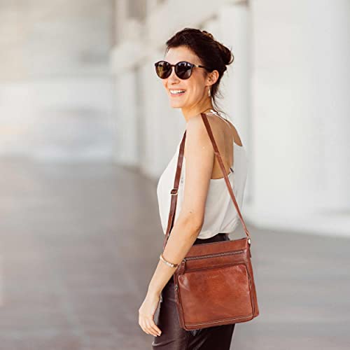 Olga Women's Extra-Large Genuine Leather Crossbody Purse – Soft Triple-Zip Shoulder Bag2