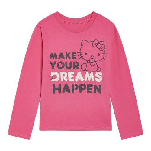 Hello Kitty Girls Drop Shoulder Long Sleeve T-Shirt Little Kid to Big Kid Sizes (4-14-16)