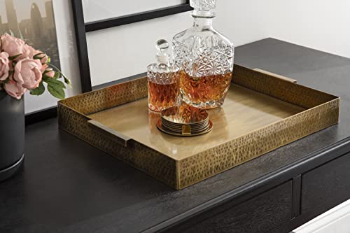 Kate And Laurel 224428 Samana Modern Glam Rectangle Metal Tray, 18 X 13 X 2, Brass thumb #3