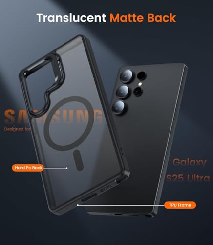 Image of DIZORO Compatible with Samsung Galaxy S26 Ultra 5g Case, Compatible with Wireless Charging, with Camera Stand, Military Grade Drop Tested,Translucent Hard Back Soft Edge Back Cover (Black)