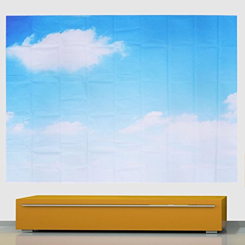 Fundo fotográfico LEDMOMOMO, fundo de foto, sem costura, céu azul, branco, nuvens padrão, plissado,