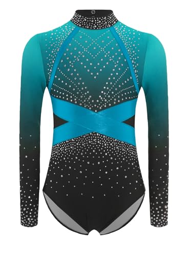 Alvivi Mädchen Turnanzug Glitzer Gymnastikanzug Strass Gymnastik Leotard Langarm Ballettanzug Turntrikot Wettbewerb Tanzkostüm A Himmelblau 134-140 Alvivi Mädchen Turnanzug Glitzer Gymnastikanzug Strass Gymnastik Leotard Langarm Ballettanzug Turntrikot Wettbewerb Tanzkostüm A Himmelblau 134-140