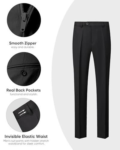 Men's 3 Pieces Suit Set Solid Two Button Slim Fit Party Prom Business Wedding Jacket Blazer Vest Pants with Tie3