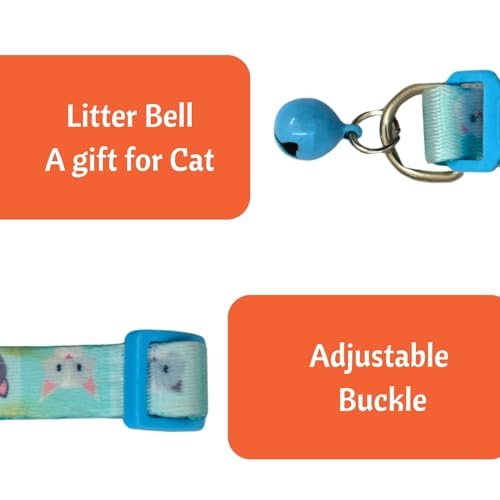 Image of Emily Pets Cat Collar with Bell, Solid & Safe Collars for Cats, Nylon, Mixed Colors, Pet Collar, Breakaway Cat Collar, Free Replacement (Coloy mey Vary, 1 Piece)