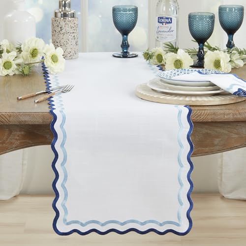 Scalloped Border Table Runner by SARO LIFESTYLE - Used condition - Image 3