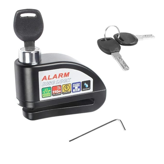 Disc Brake Lock, Anti-Theft Motorcycle/Bicycle Accessories Ultra 110db Alarm Disc Lock Motorcycle Lock 6mm Pin Keys Scooters Bikes Bicycle, Black-image-31